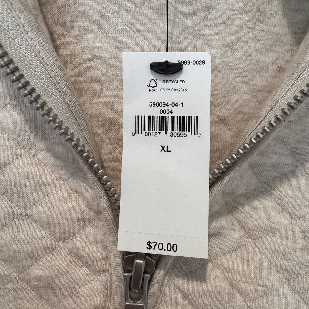Auth.✅ NWOT Women’s Banana Republic “Heathered Oatmeal” Quilted 1/4 Zip Size XL🤍 - Picture 9 of 10